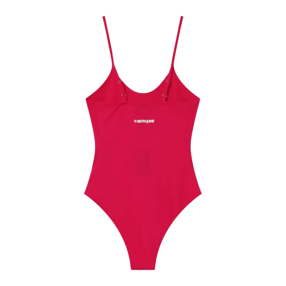 Body Bretelles Logo Imprime Rose Fonce