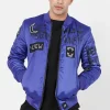 Bomber Imprime Crew Bleu Fonce