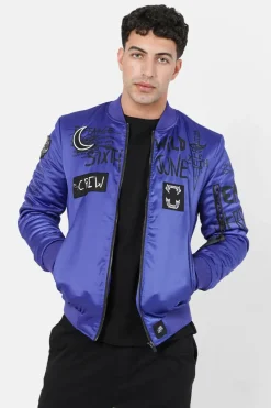 Bomber Imprime Crew Bleu Fonce