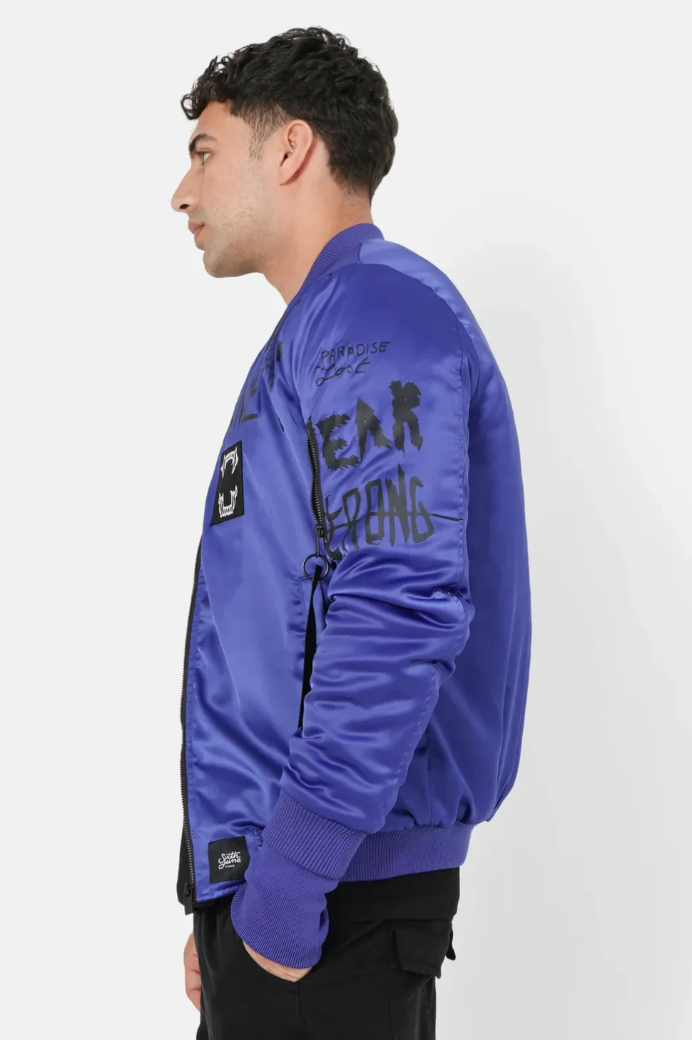 Bomber Imprime Crew Bleu Fonce