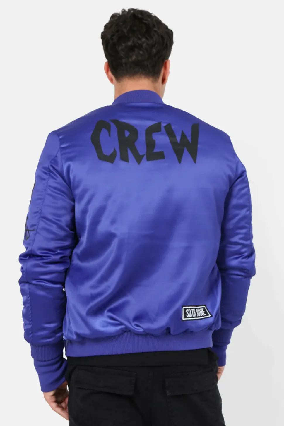 Bomber Imprime Crew Bleu Fonce