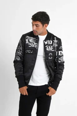 Bomber Imprime Crew Noir
