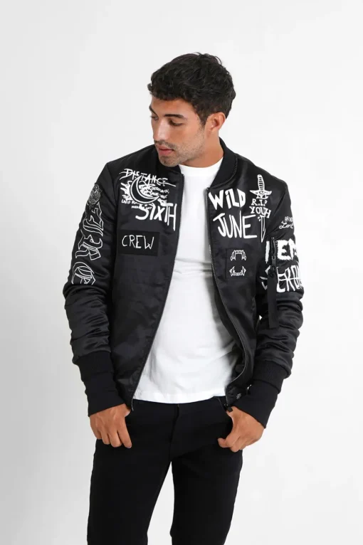 Bomber Imprime Crew Noir