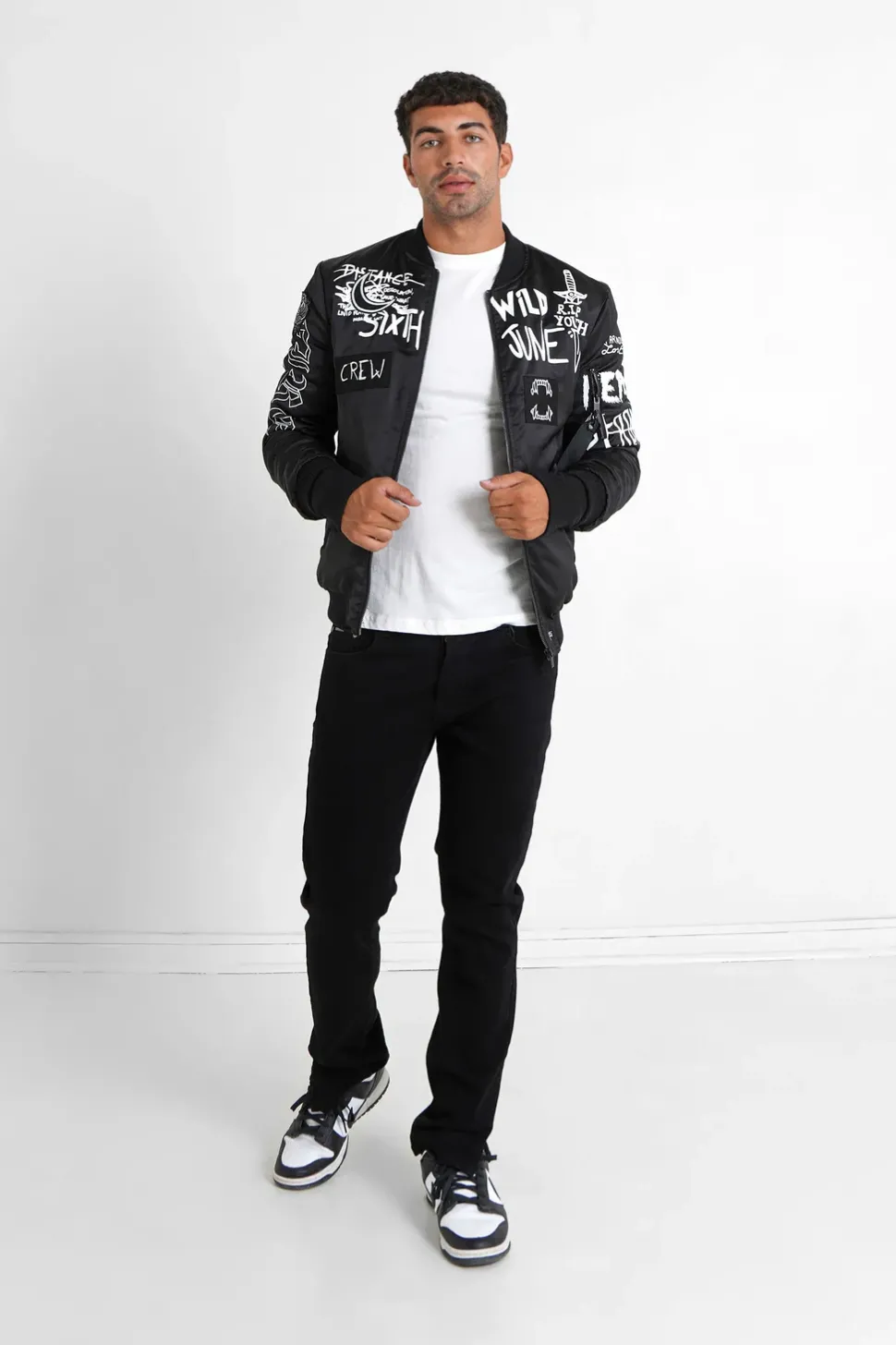 Bomber Imprime Crew Noir