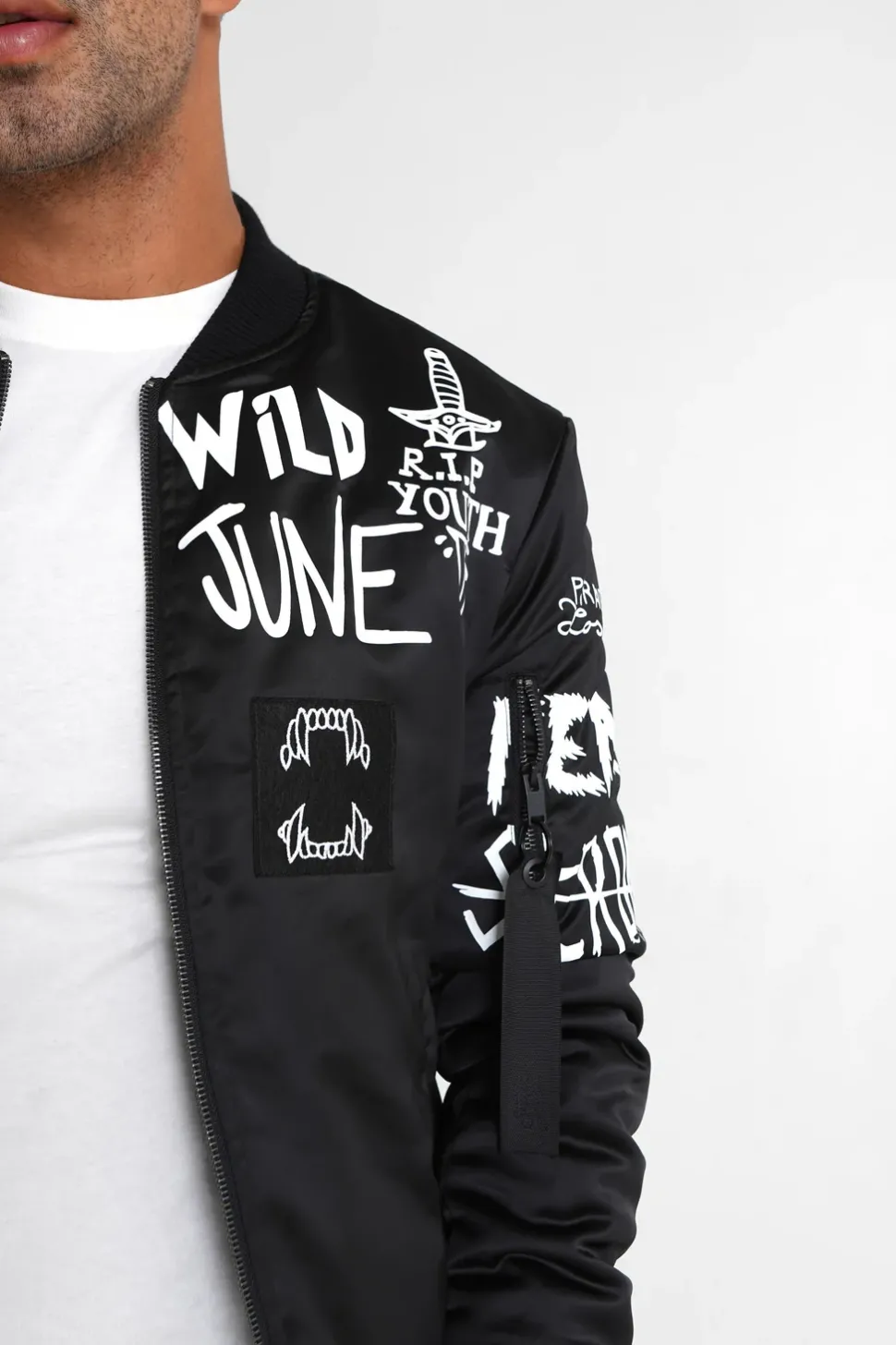 Bomber Imprime Crew Noir