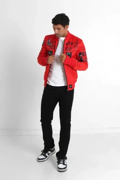 Bomber Imprime Crew Rouge