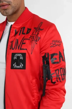 Bomber Imprime Crew Rouge