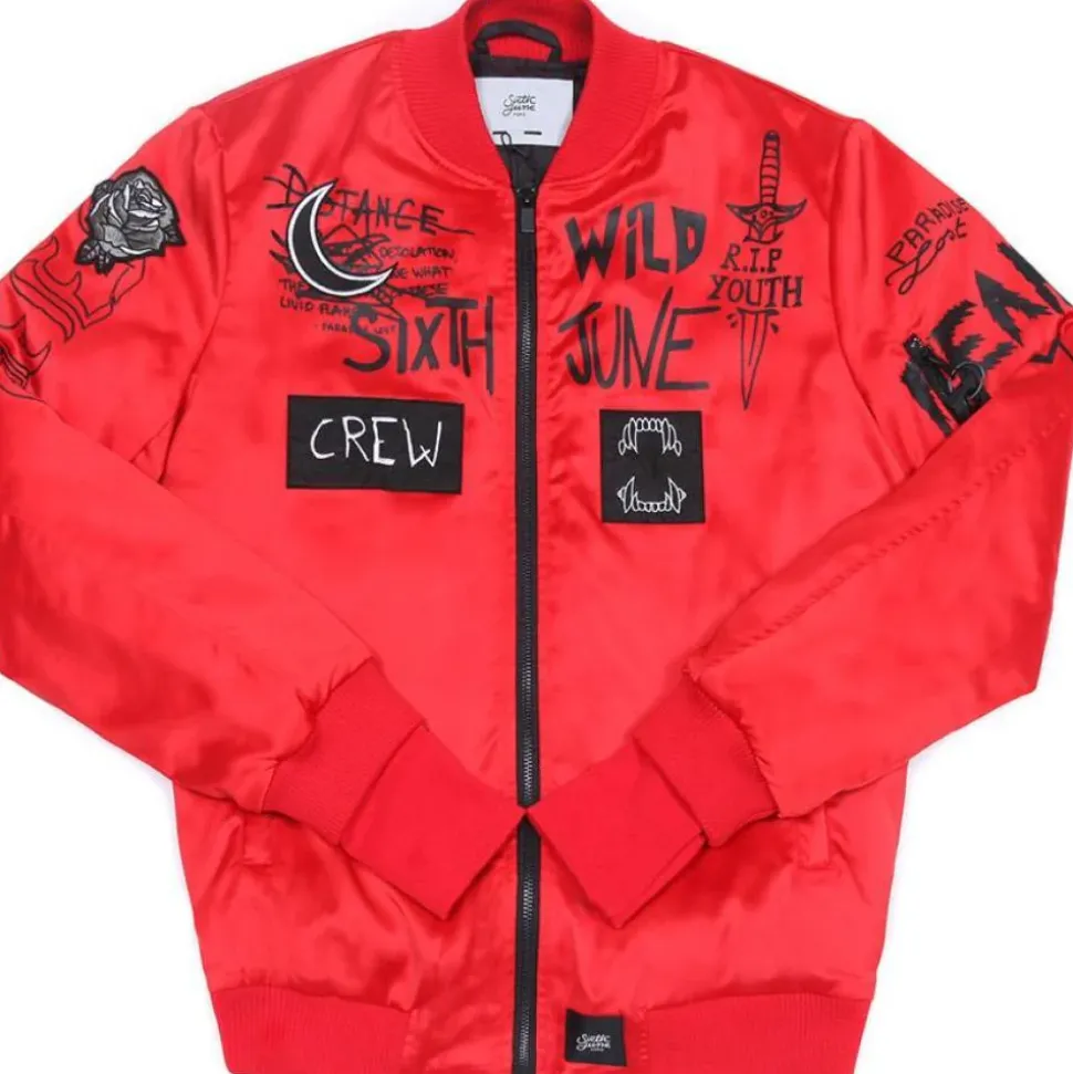 Bomber Imprime Crew Rouge