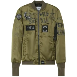 Bomber Imprime Crew Vert Kaki
