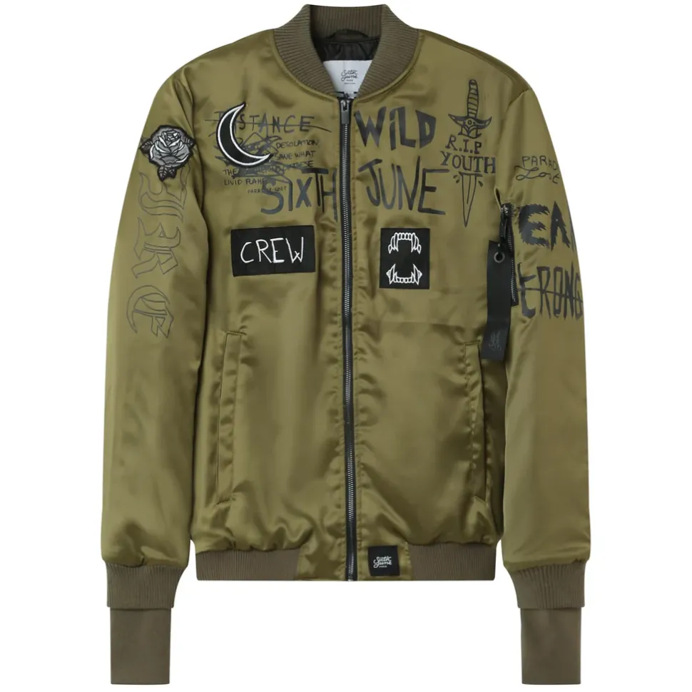 Bomber Imprime Crew Vert Kaki