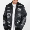 Bomber Inscription Gothique Noir
