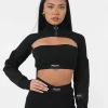 Brassiere Sans Bretelles Cotelee Noir