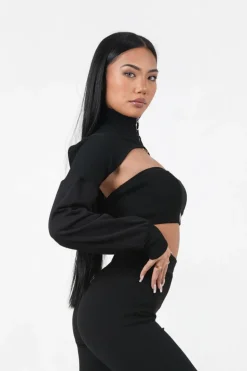 Brassiere Sans Bretelles Cotelee Noir