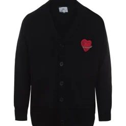 Cardigan Maille Coeur Brode Noir