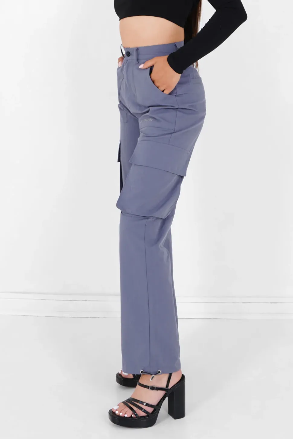 Cargo Jambes Larges Gris