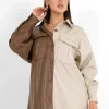 Chemise Bicolore Simili Cuir Beige