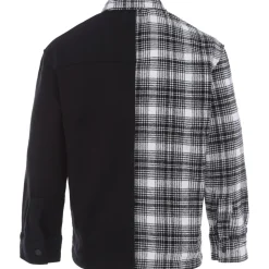 Chemise Bi-Matiere Tartan Coton Noir