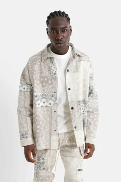 Chemise Cargo Bandana Patchwork Beige