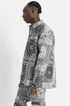 Chemise Cargo Bandana Patchwork Noir