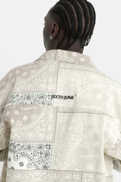 Chemise Cargo Bandana Patchwork Beige