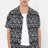 Chemise Fluide Motif Azteque Noir
