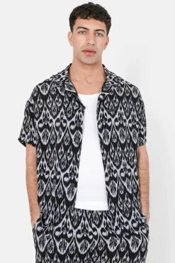 Chemise Fluide Motif Azteque Noir