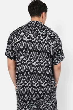 Chemise Fluide Motif Azteque Noir