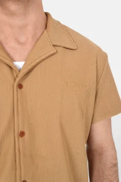 Chemise Manches Courtes Plisse Marron