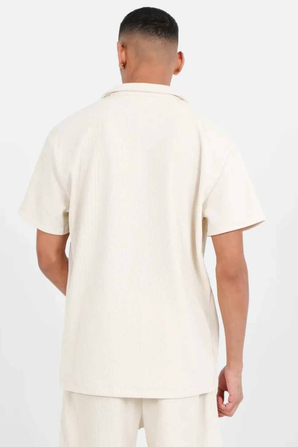 Chemise Manches Courtes Plisse Beige