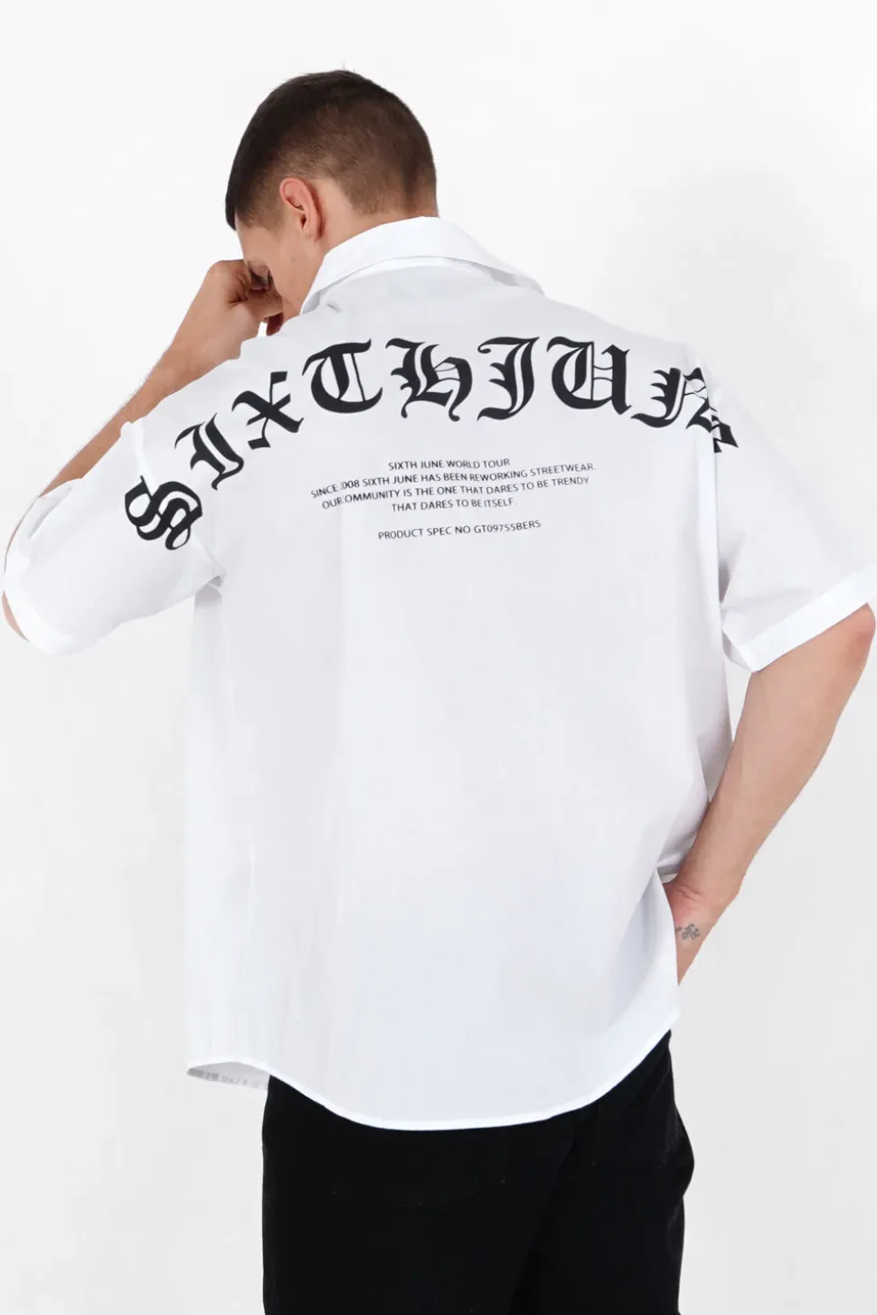 Chemise Oversize Logo Gothique Blanc
