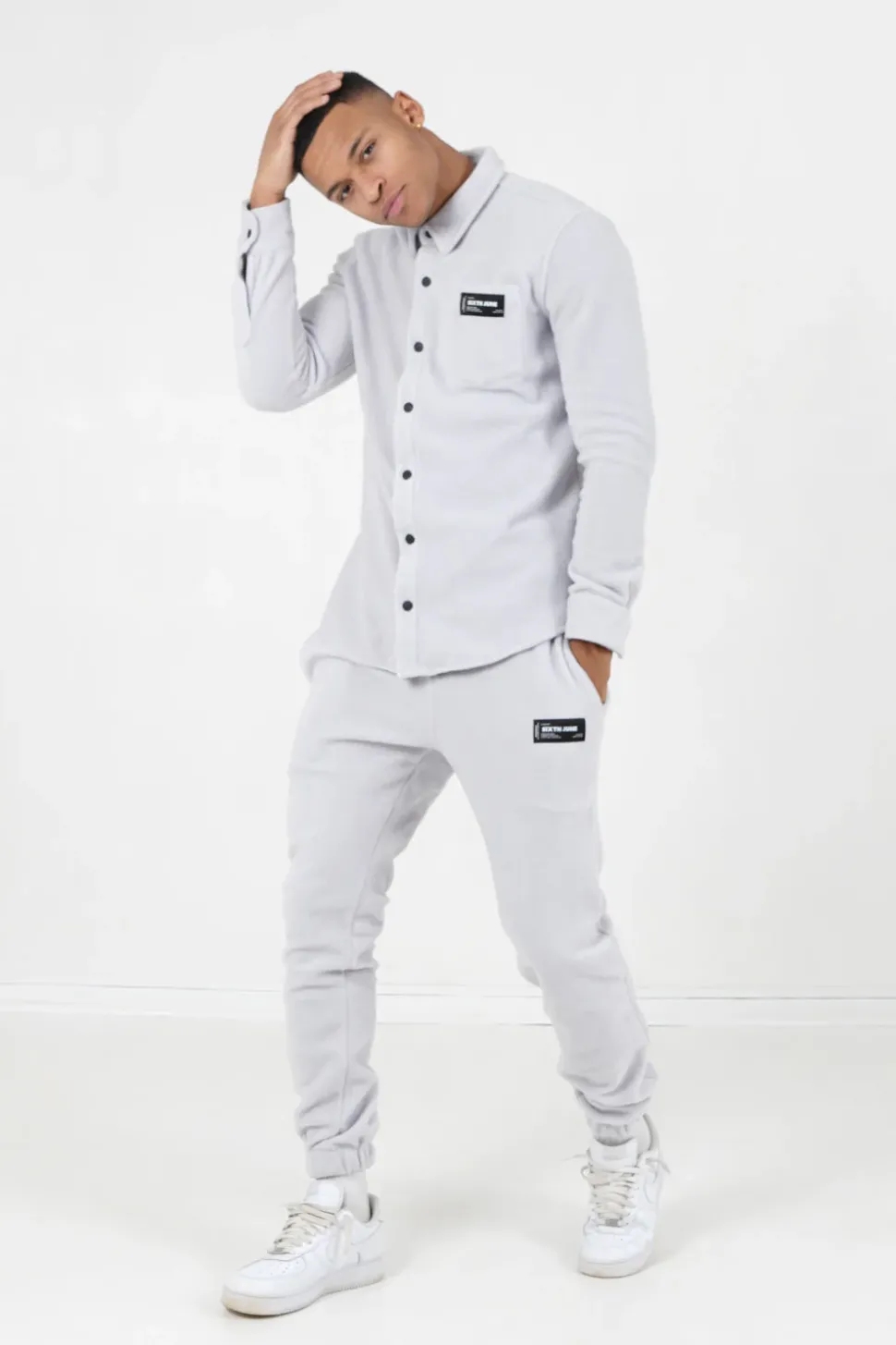 Chemise Polaire Poche Gris Clair