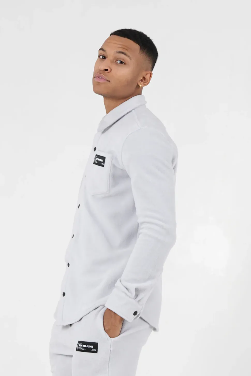 Chemise Polaire Poche Gris Clair