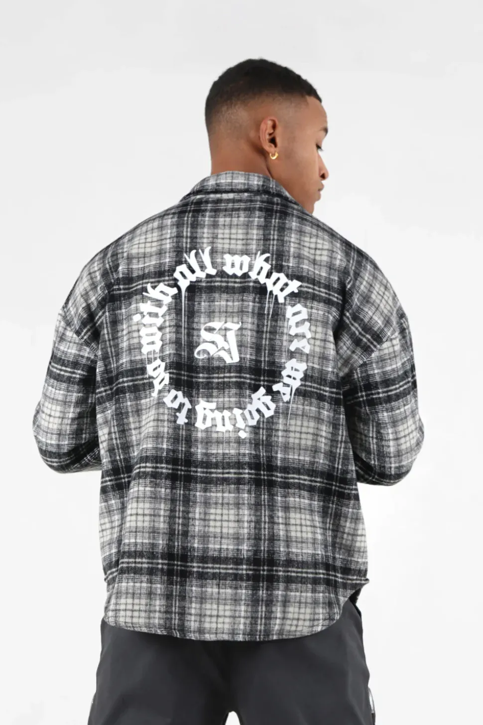 Chemise Polaire Tartan Gris Fonce