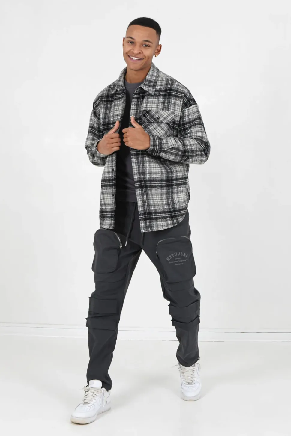 Chemise Polaire Tartan Gris Fonce