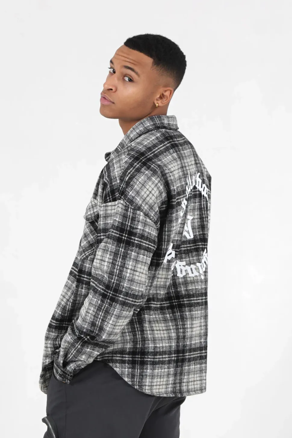Chemise Polaire Tartan Gris Fonce