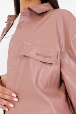 Chemise Simili Cuir Rose
