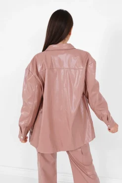 Chemise Simili Cuir Rose