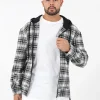 Chemise Tartan Capuche Noir