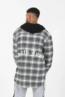 Chemise Tartan Capuche Noir