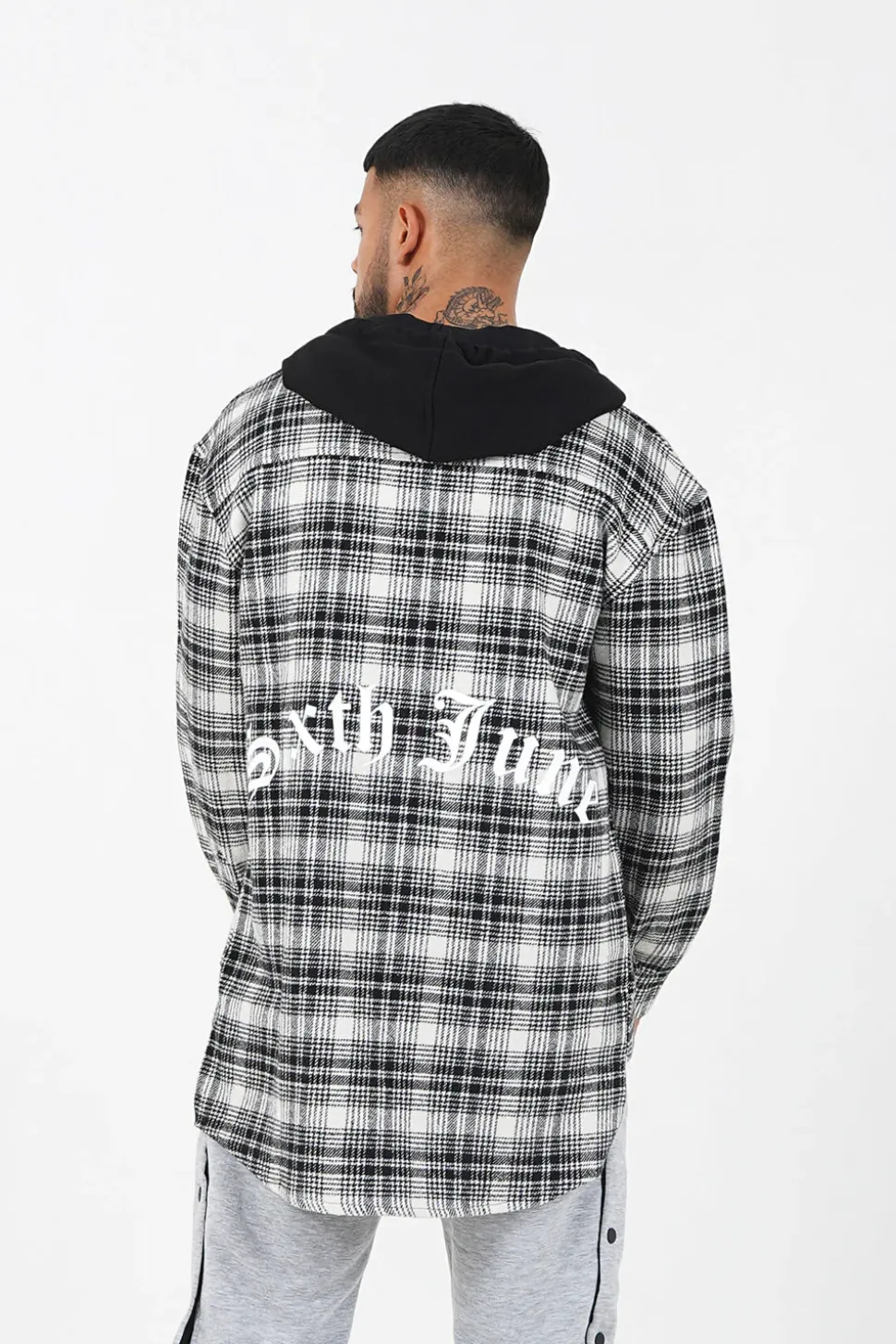 Chemise Tartan Capuche Noir