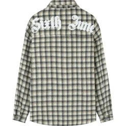 Chemise Tartan Patch Bouclette Gris