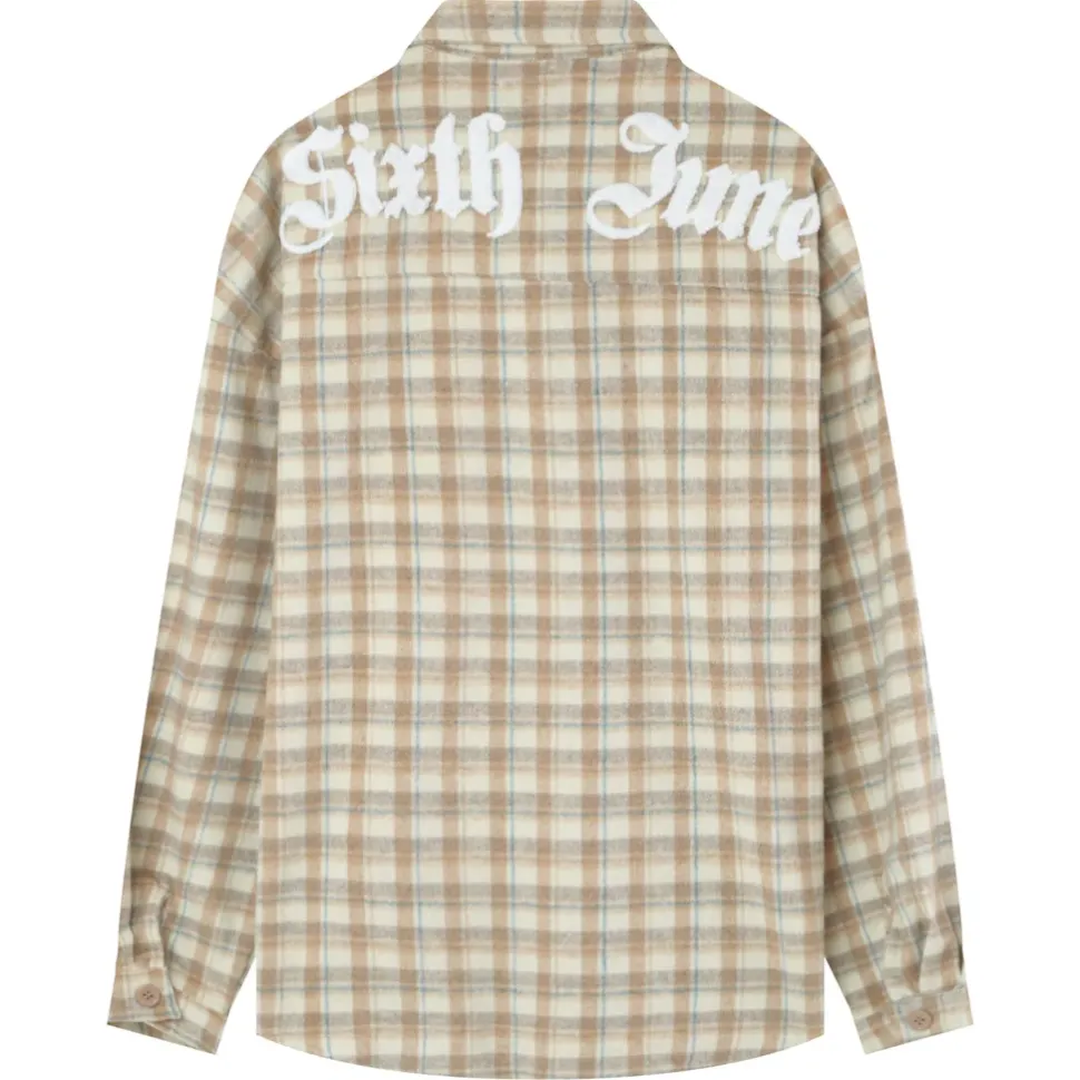 Chemise Tartan Patch Bouclette Beige
