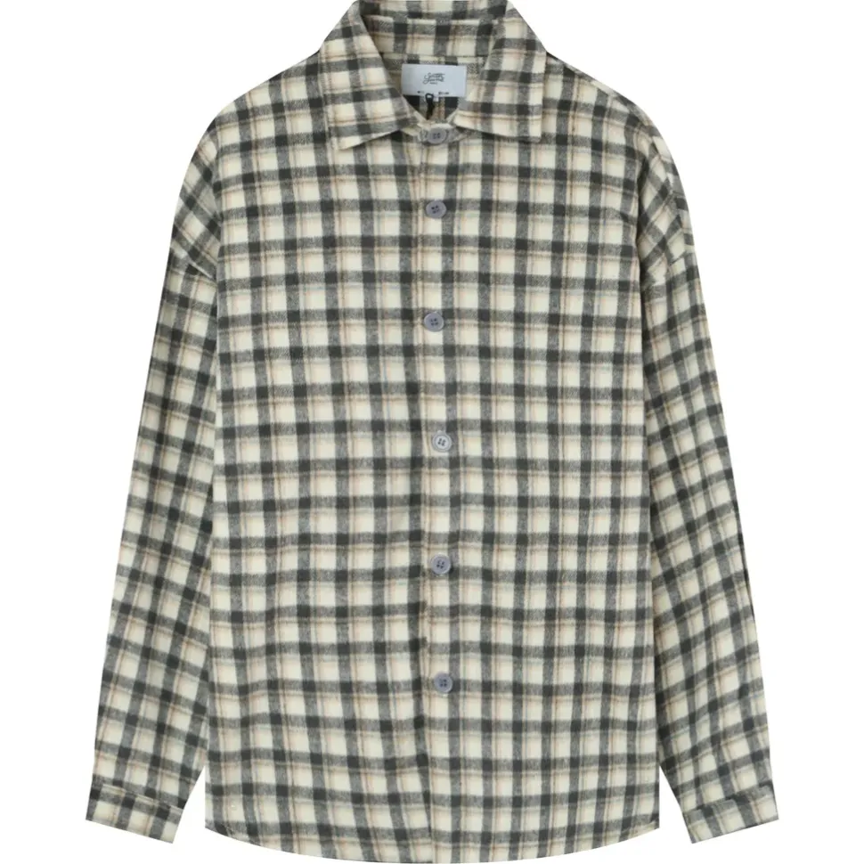 Chemise Tartan Patch Bouclette Gris