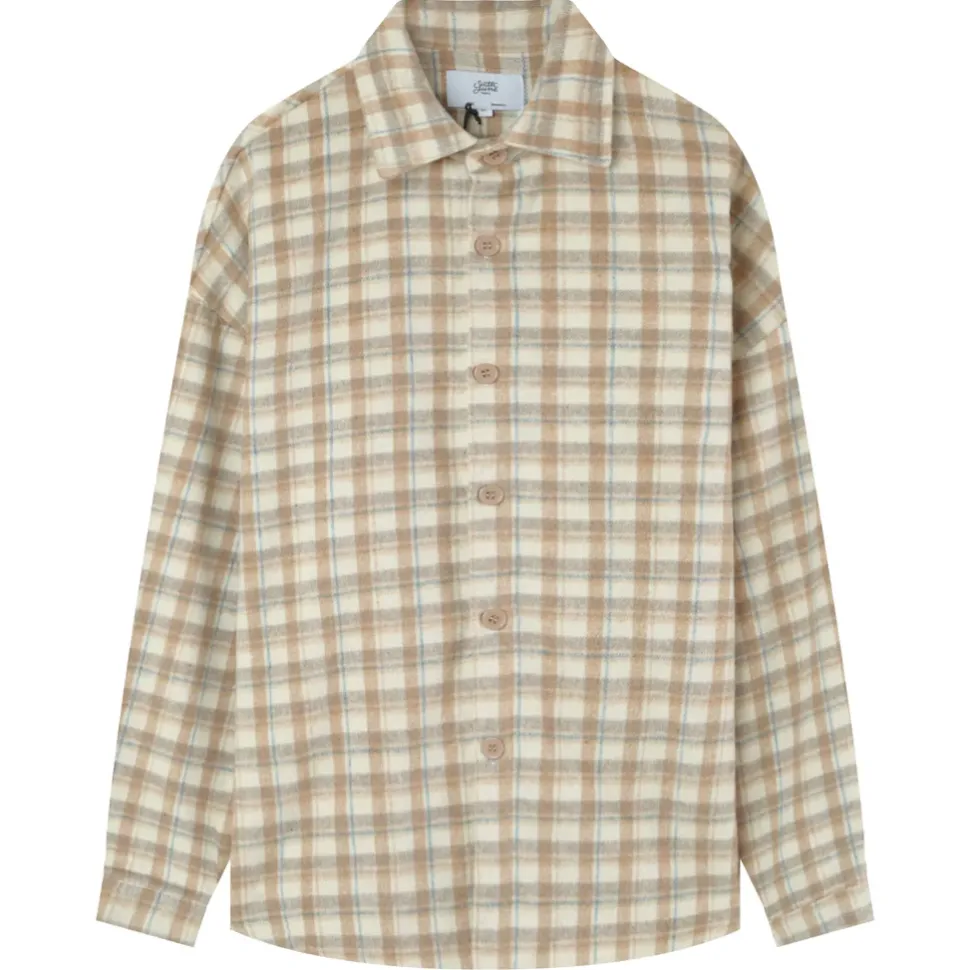 Chemise Tartan Patch Bouclette Beige