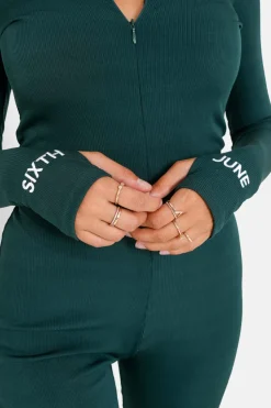 Combinaison Cotelee Logo Vert Fonce