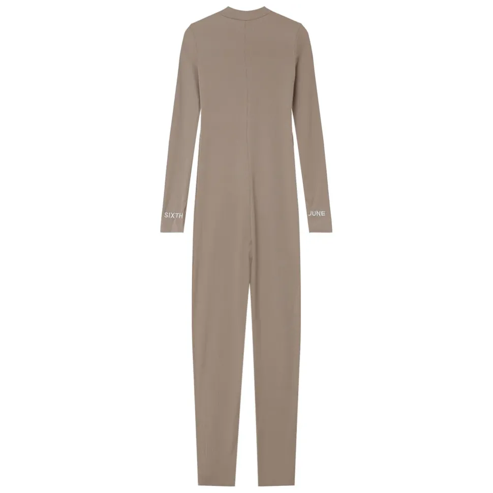 Combinaison Cotelee Logo Beige