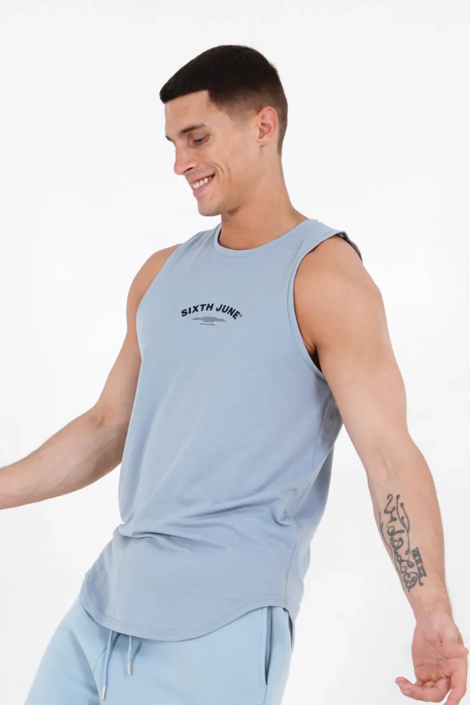 Debardeur Logo Incurve Bleu Clair