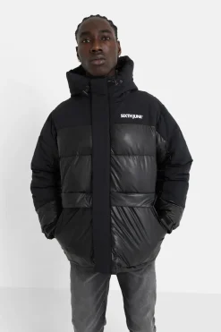 Doudoune Bi Matiere Logo Noir