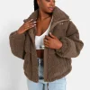 Doudoune Bi Matiere Sherpa Marron