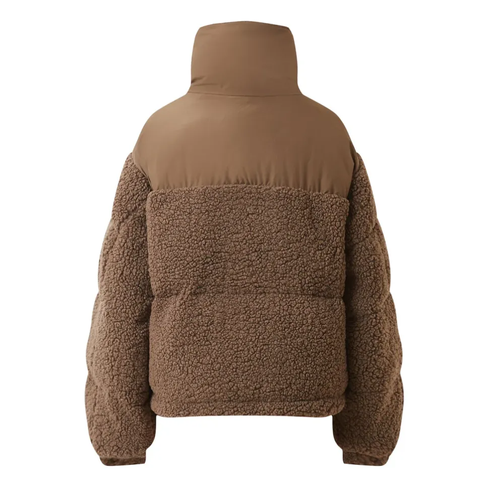 Doudoune Bi Matiere Sherpa Marron